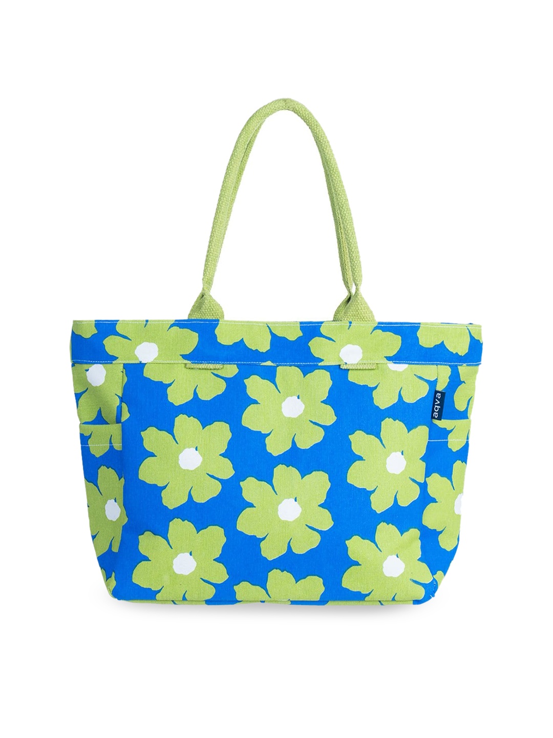 

AQVA Floral Printed Oversized Structured Cotton Tote Bag, Blue