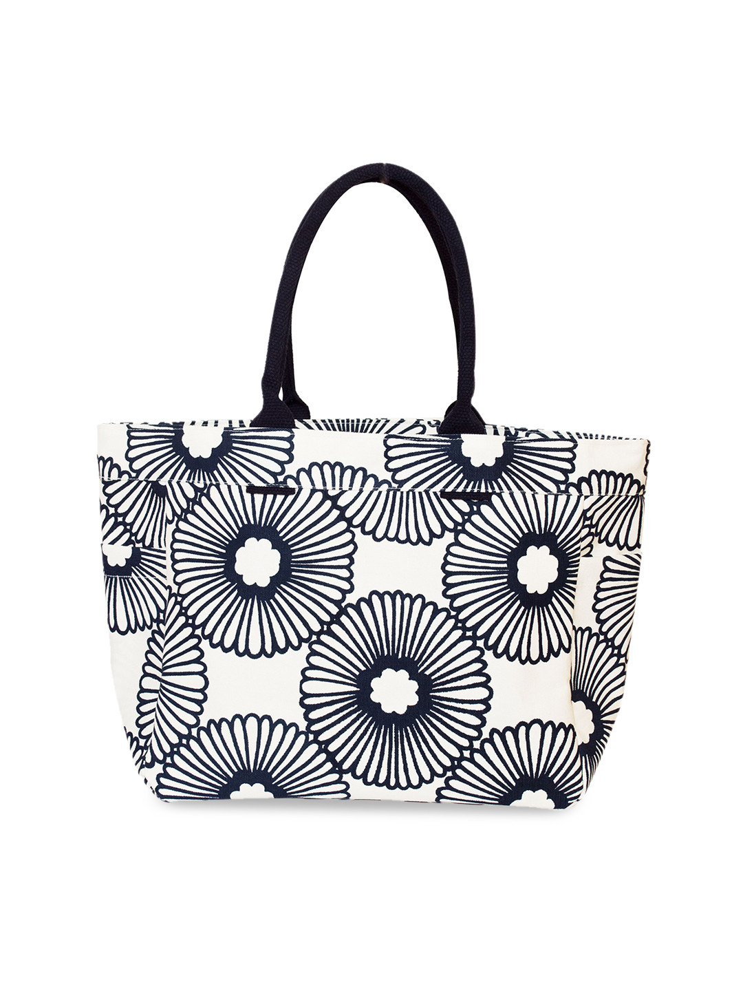 

AQVA Floral Printed Oversized Structured Cotton Tote Bag, Navy blue