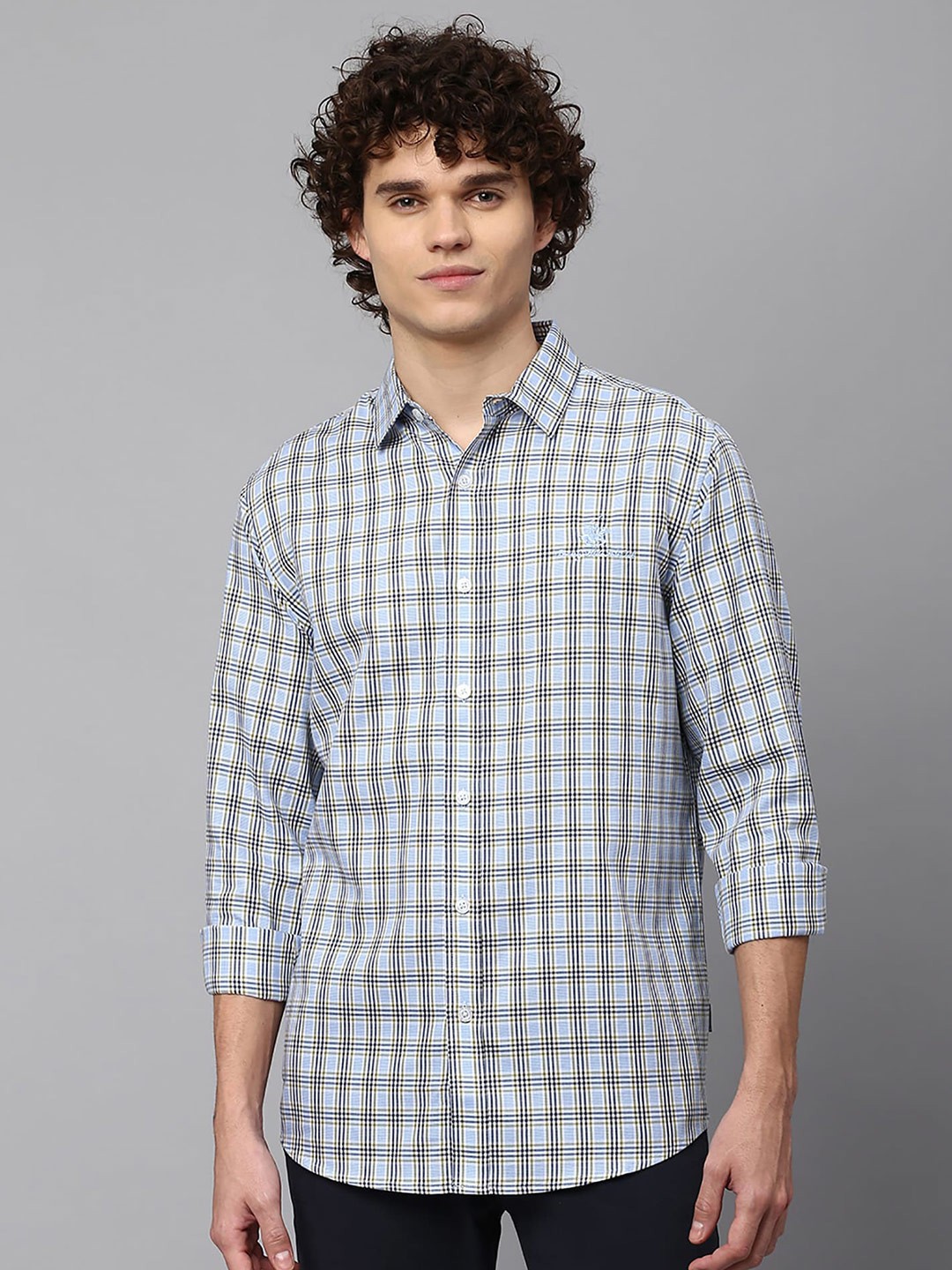 

Beverly Hills Polo Club Men Checked Casual Cotton Shirt, Blue