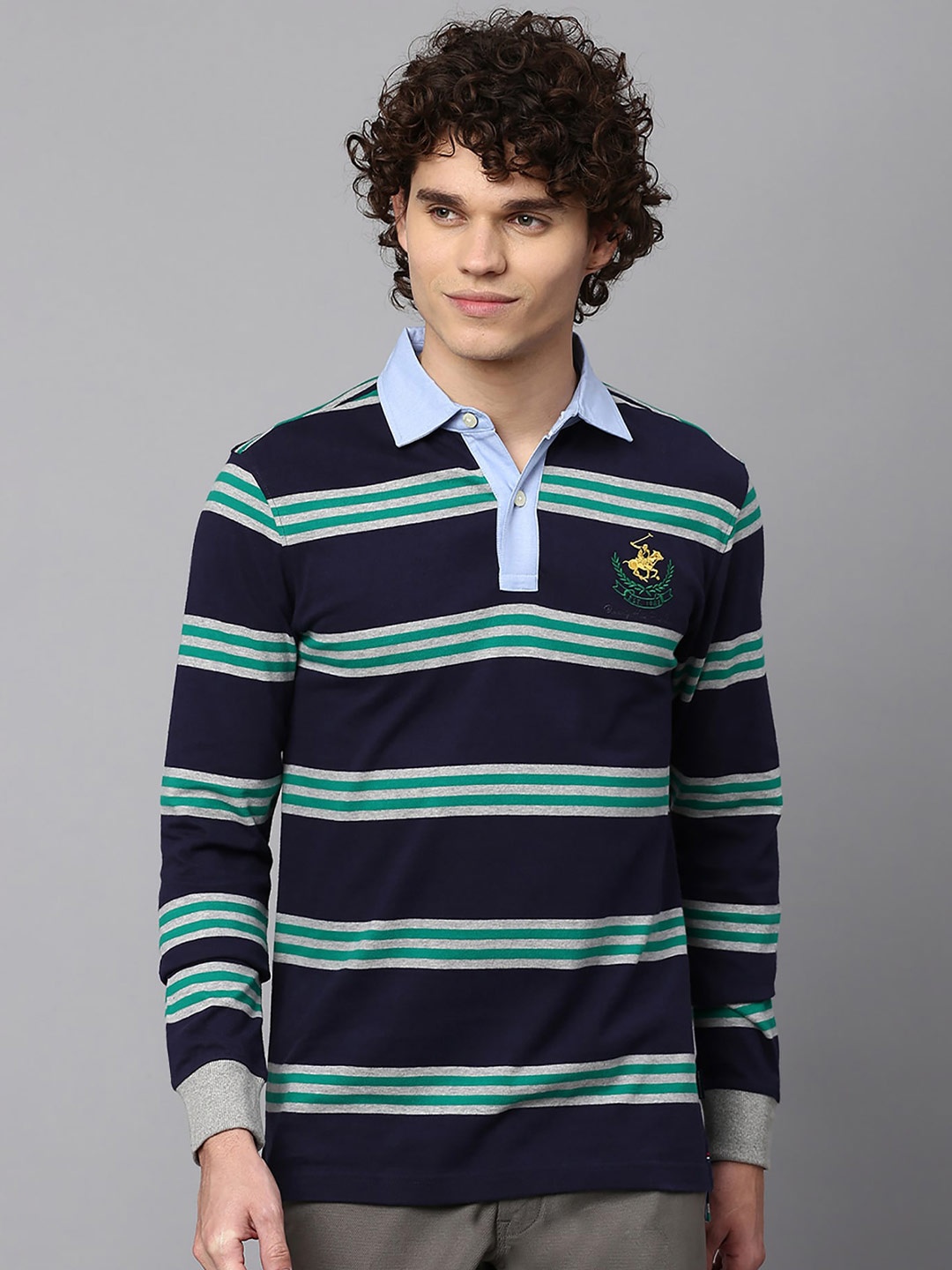 

Beverly Hills Polo Club Striped Polo T-shirt, Navy blue