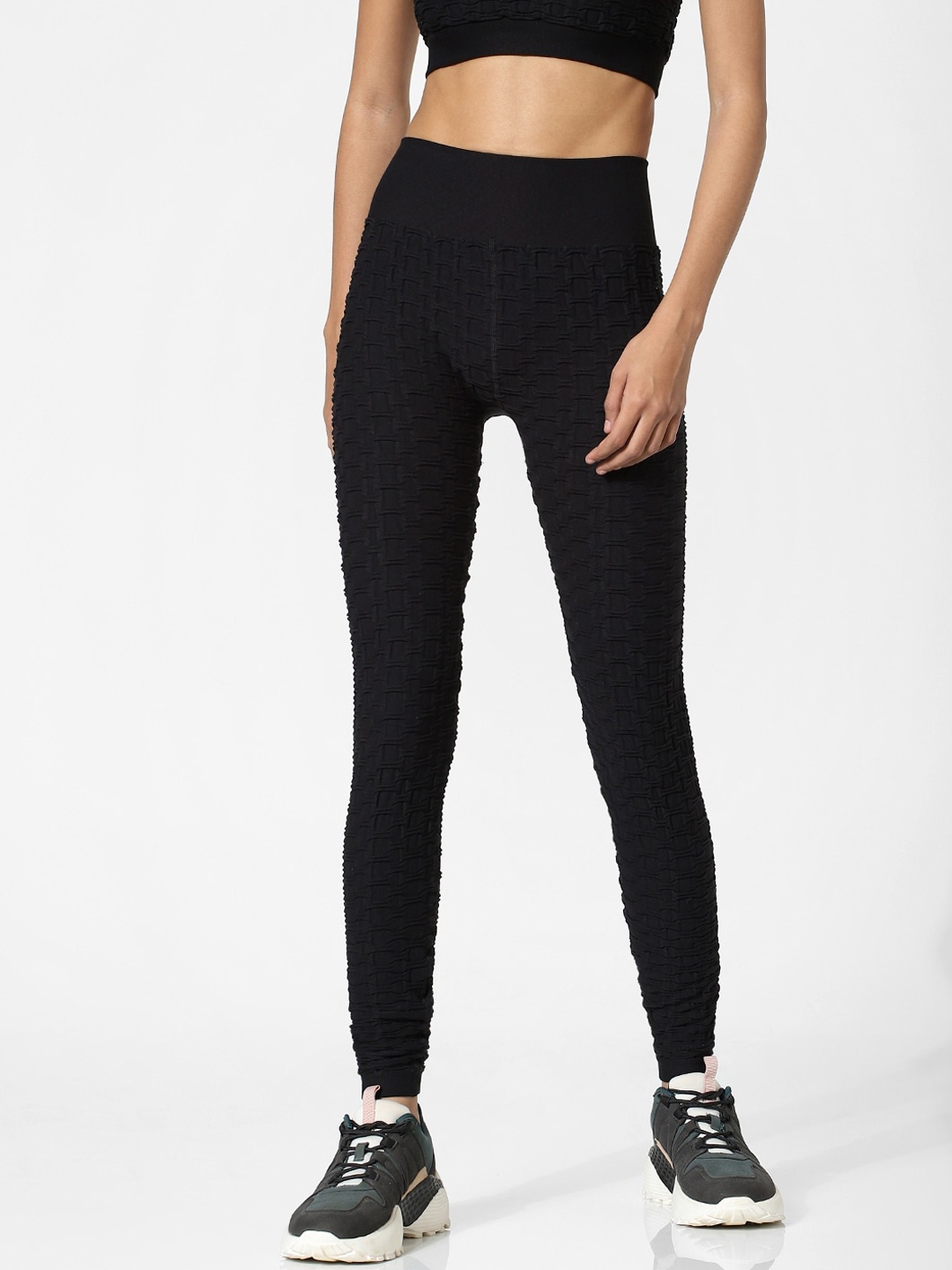 

ONLY Women Patterned High Rise Tights, Black