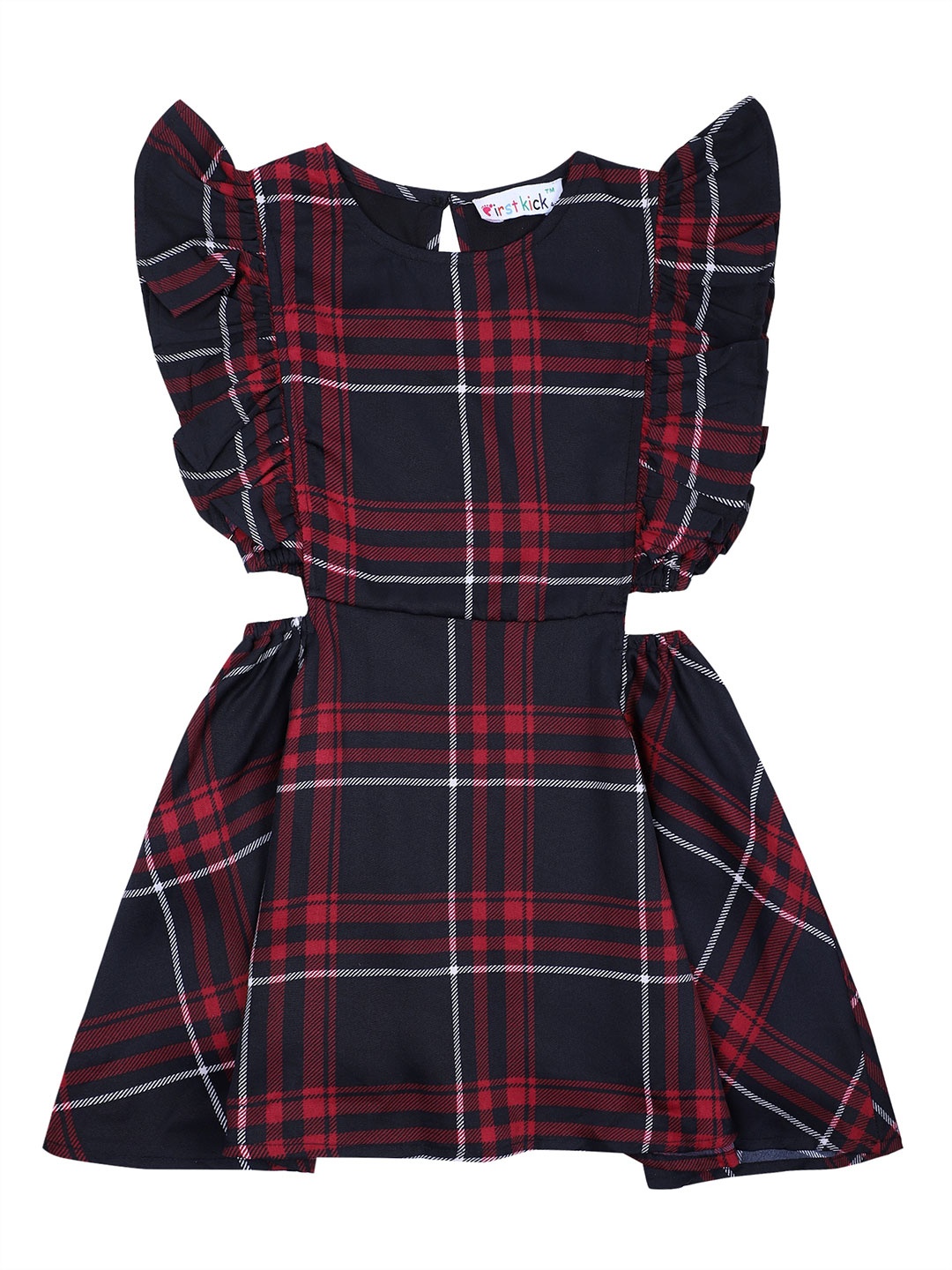 

First Kick Girls Checked Fit & Flare Dress, Red