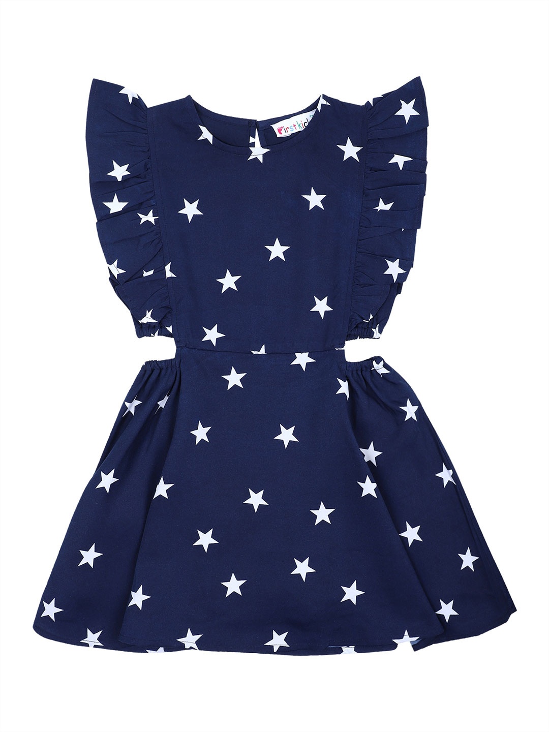 

First Kick Girls Printed Fit & Flare Dress, Navy blue