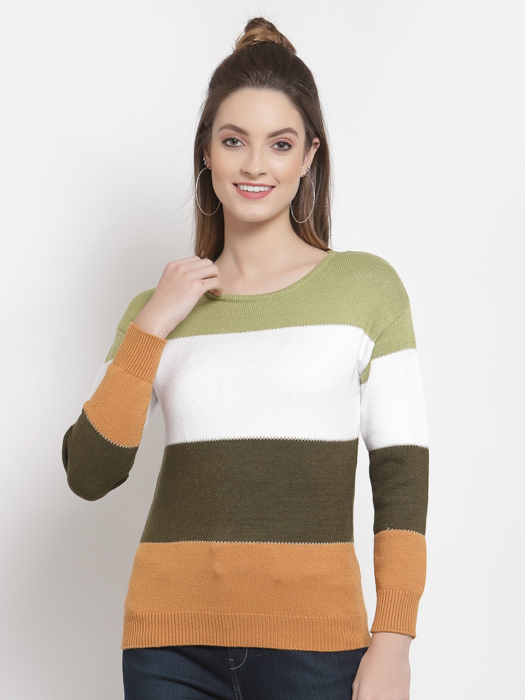 

Mafadeny Women Colourblocked Pullover, White