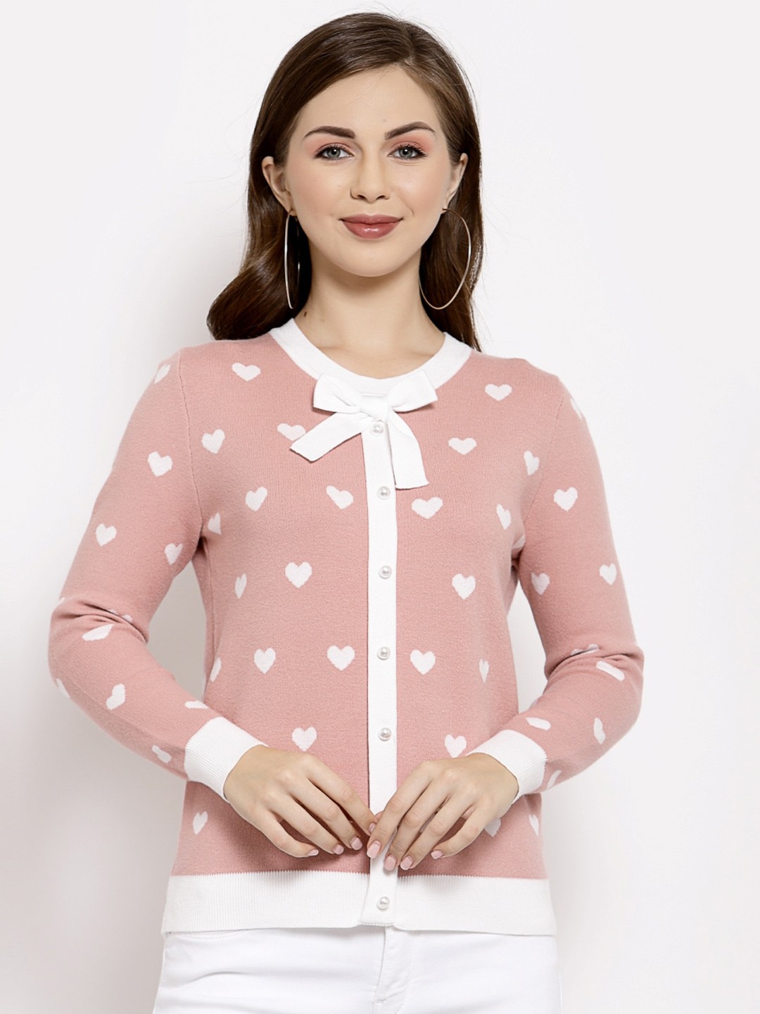 

Mafadeny Women Printed Pullover, Pink