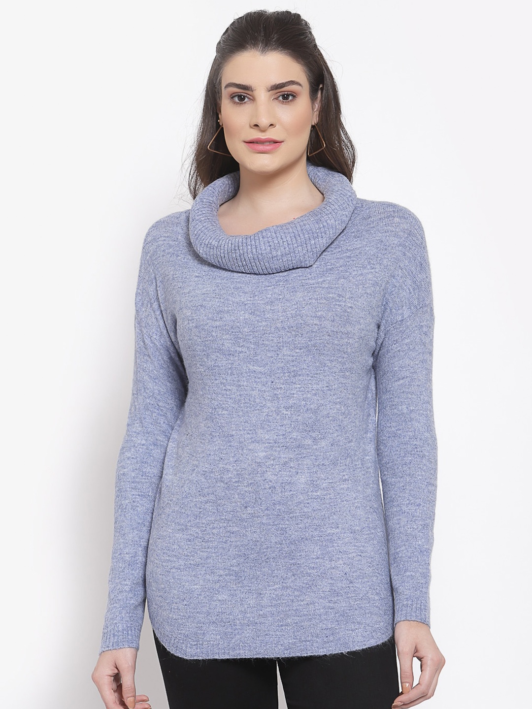 

Mafadeny Women Longline Pullover, Blue