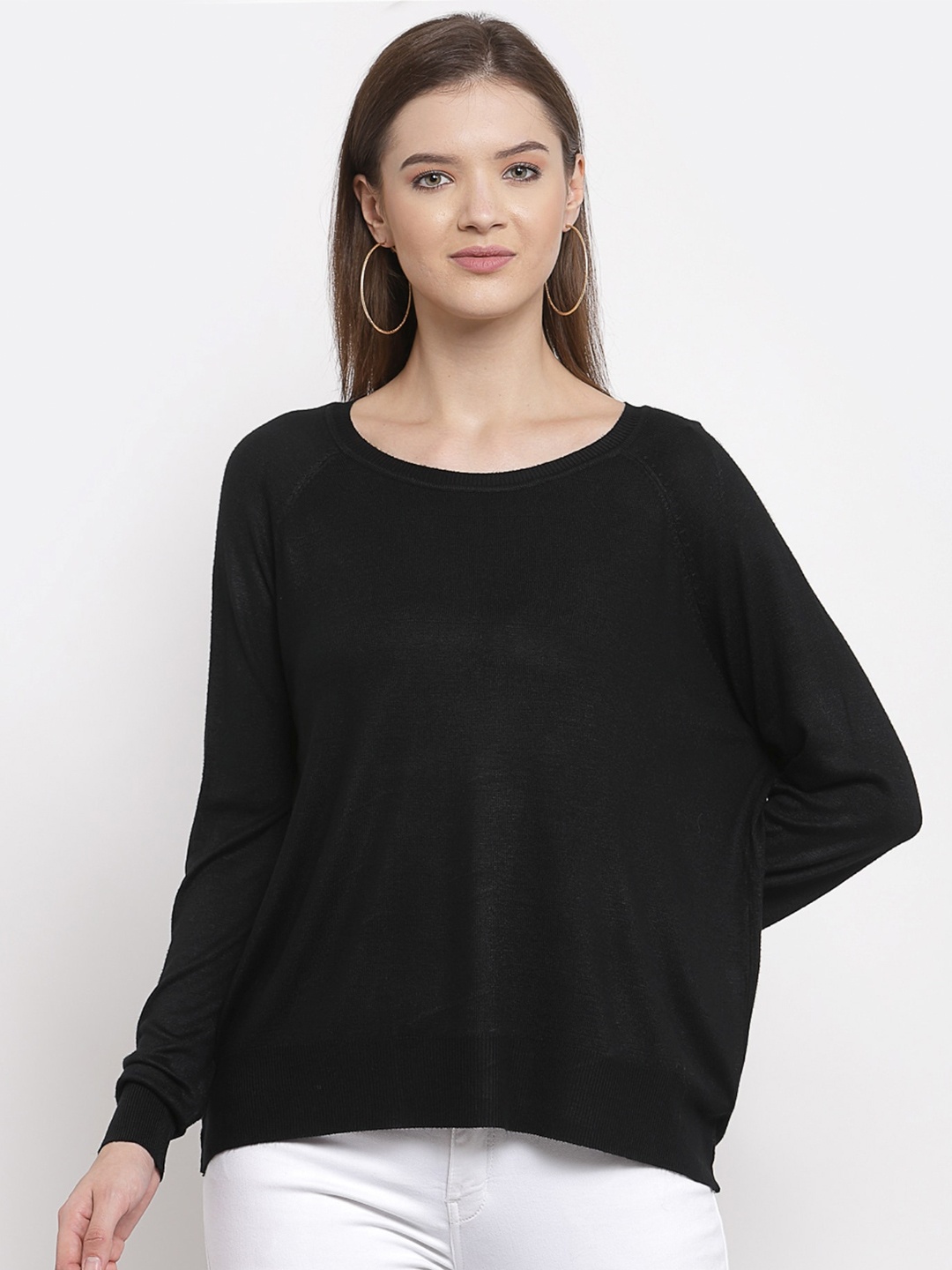 

Mafadeny Women Ribbed Hemline Pullover Sweater, Black