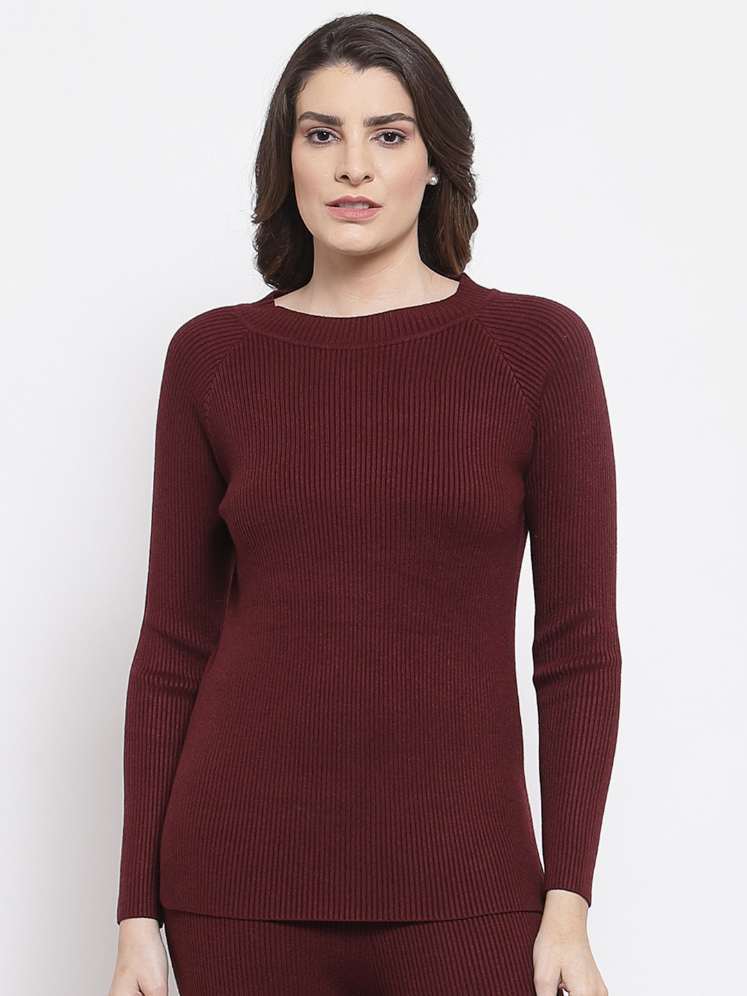 

Mafadeny Women Striped Pullover, Maroon