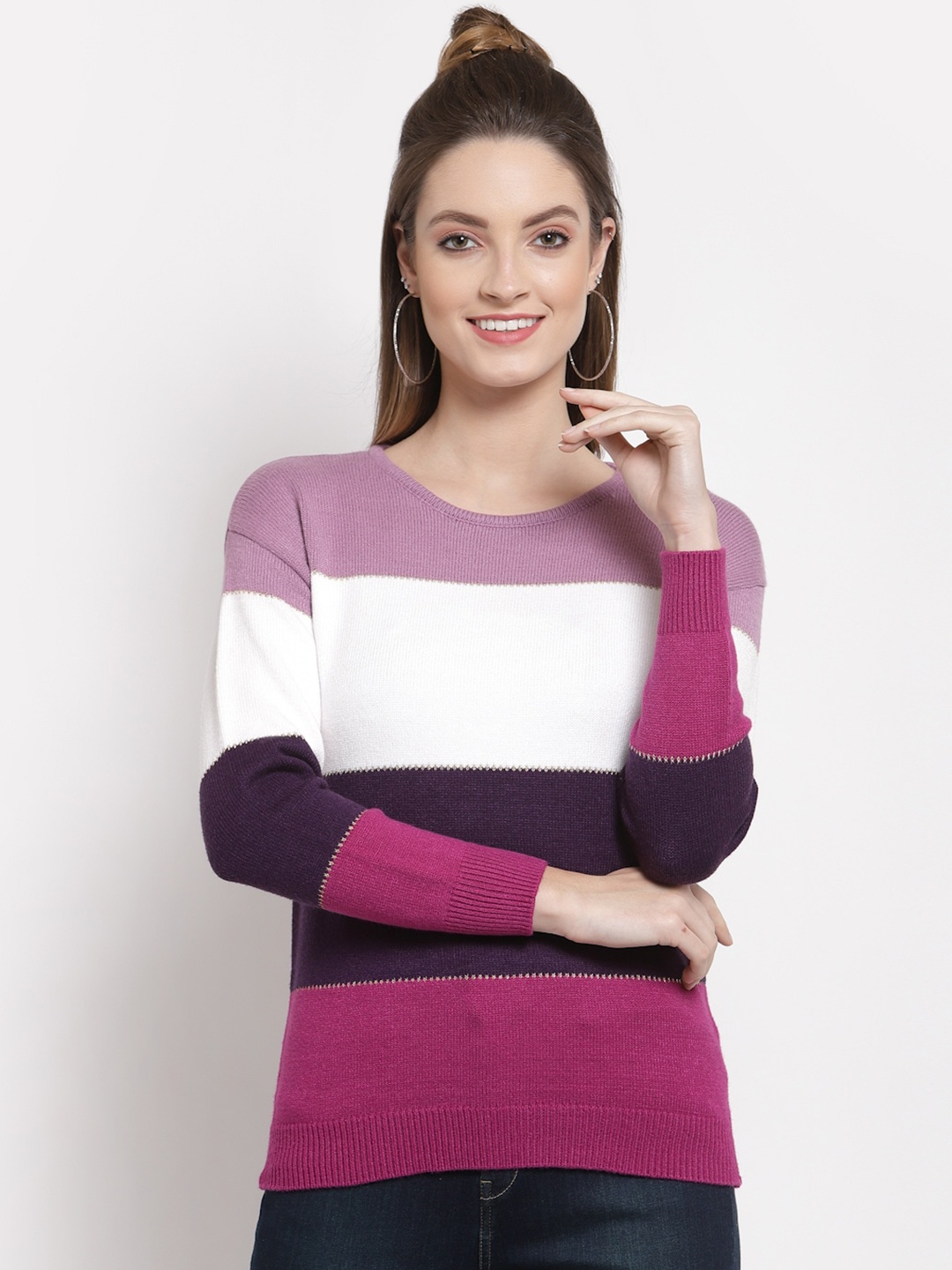 

Mafadeny Women Colourblocked Pullover, Purple