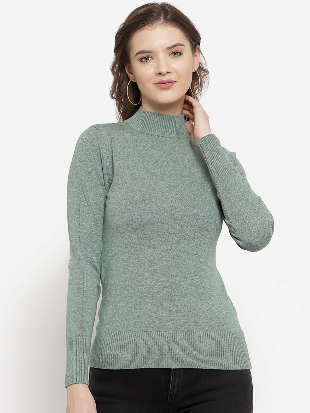 

Mafadeny Women Mock Collar Pullover Sweater, Green