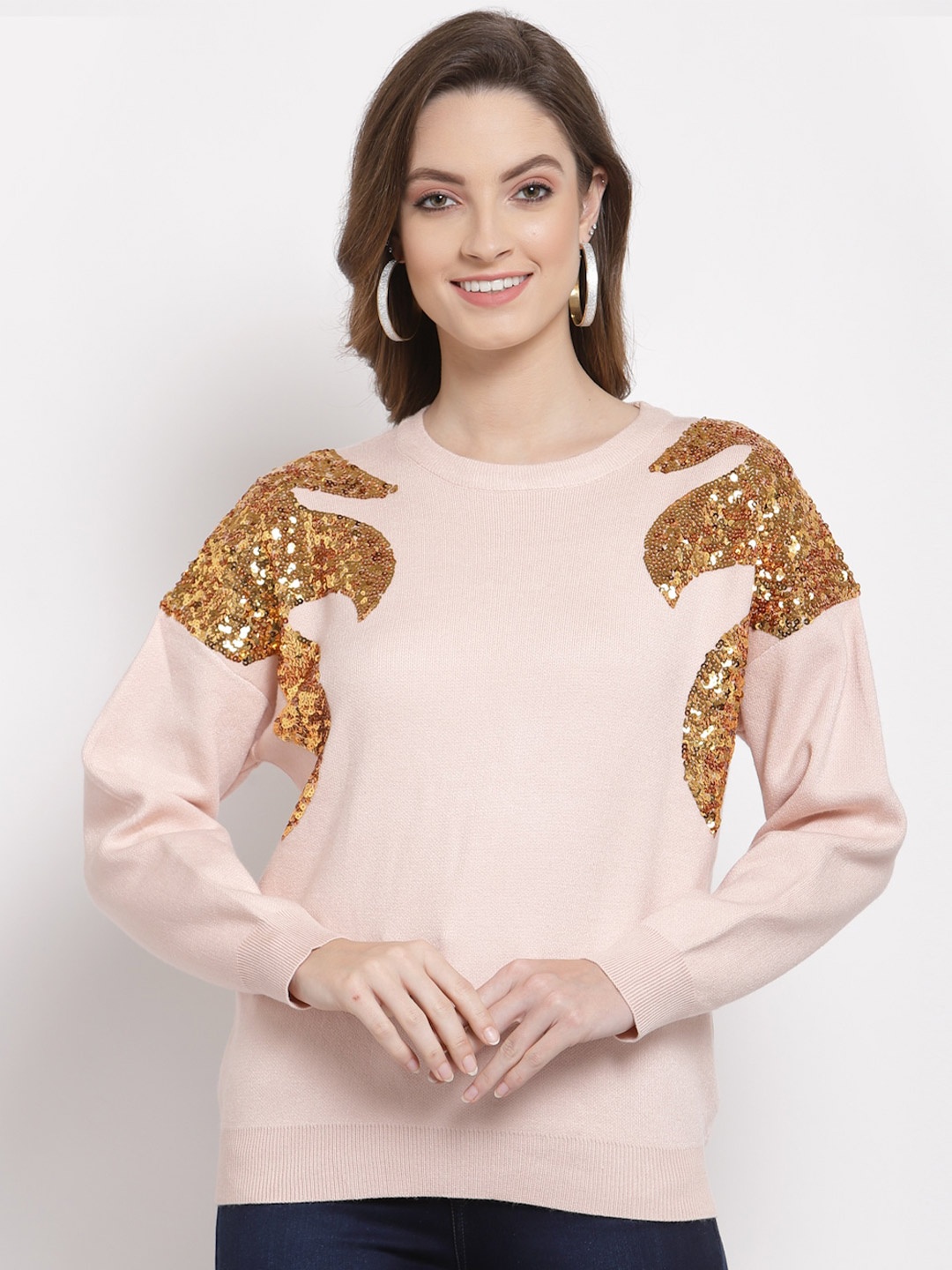 

Mafadeny Women Pullover With Embellished Detail, Peach