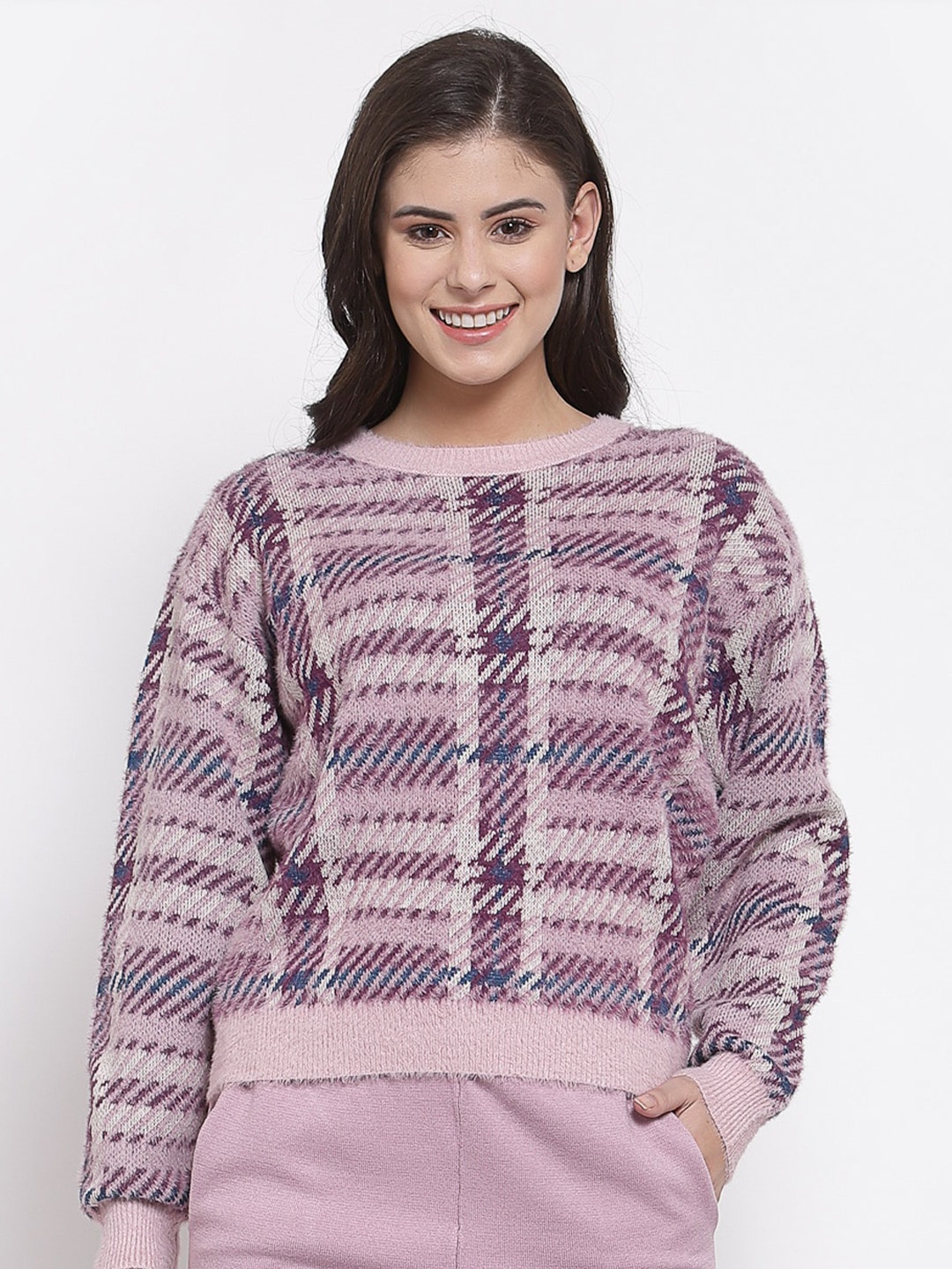 

Mafadeny Women Striped Pullover, Mauve