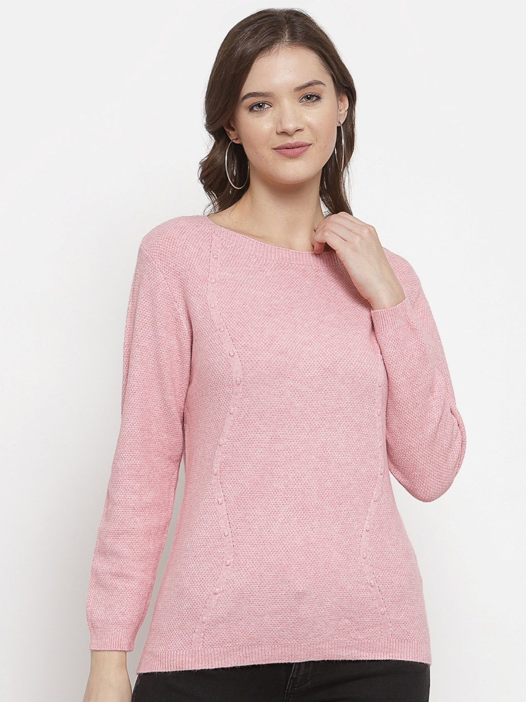 

Mafadeny Women Round Neck Pullover, Pink