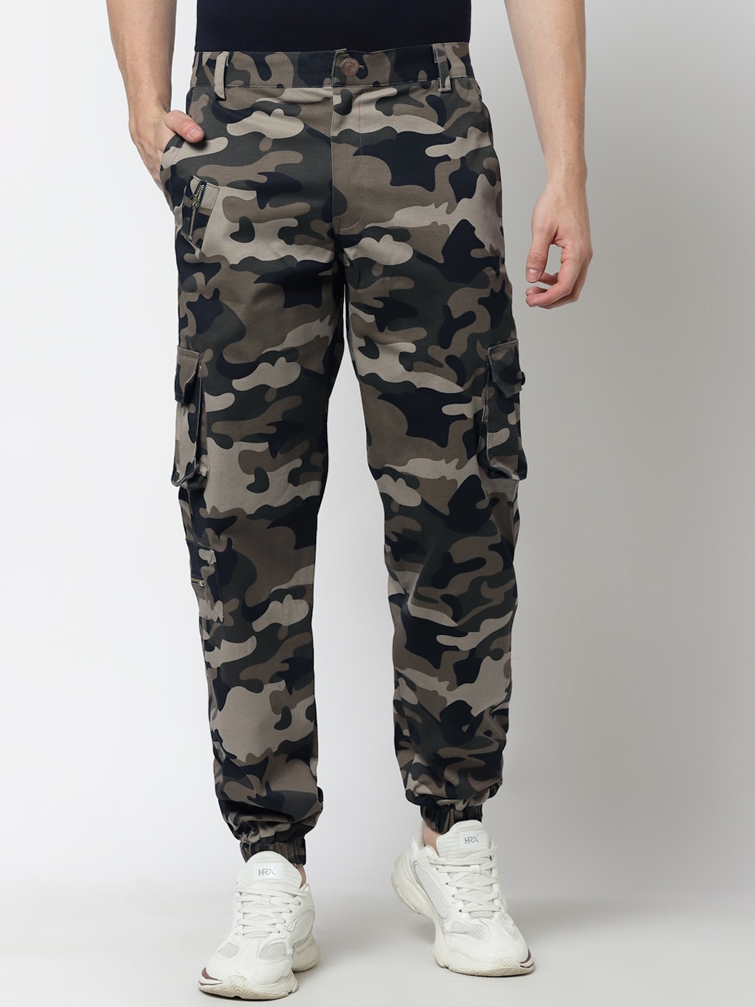 

KLOTTHE Men Camouflage Printed Cotton Easy Wash Joggers Trousers, Black