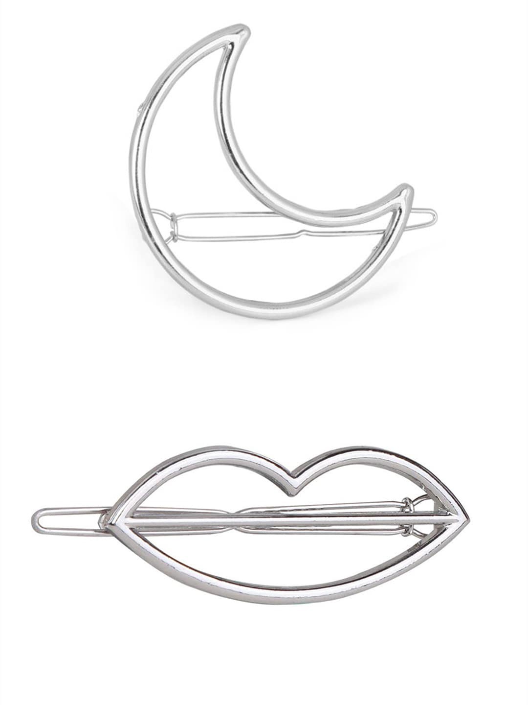 

OOMPH Women Silver-Toned Set of 2 Tic Tac Hair Clip