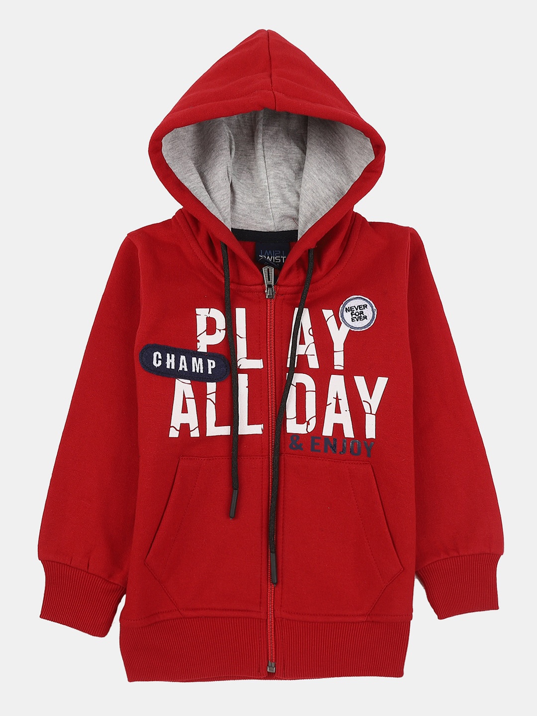 

V-Mart Boys Printed Hooded Sweatshirt, Red