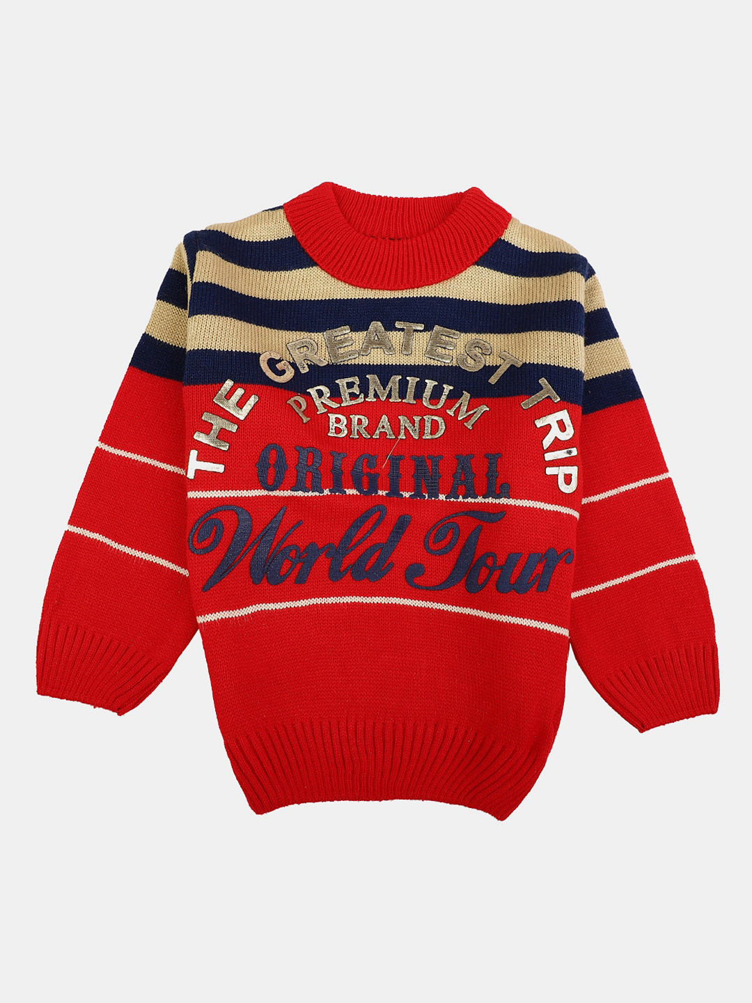 

V-Mart Boys Printed Round Neck Acrylic Sweater, Red