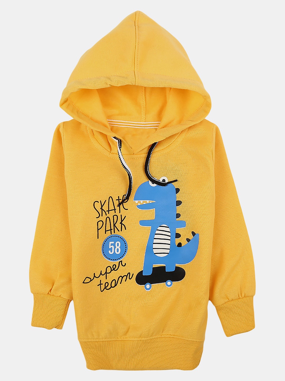 

V-Mart Boys Typography Printed Hooded Sweatshirt, Yellow