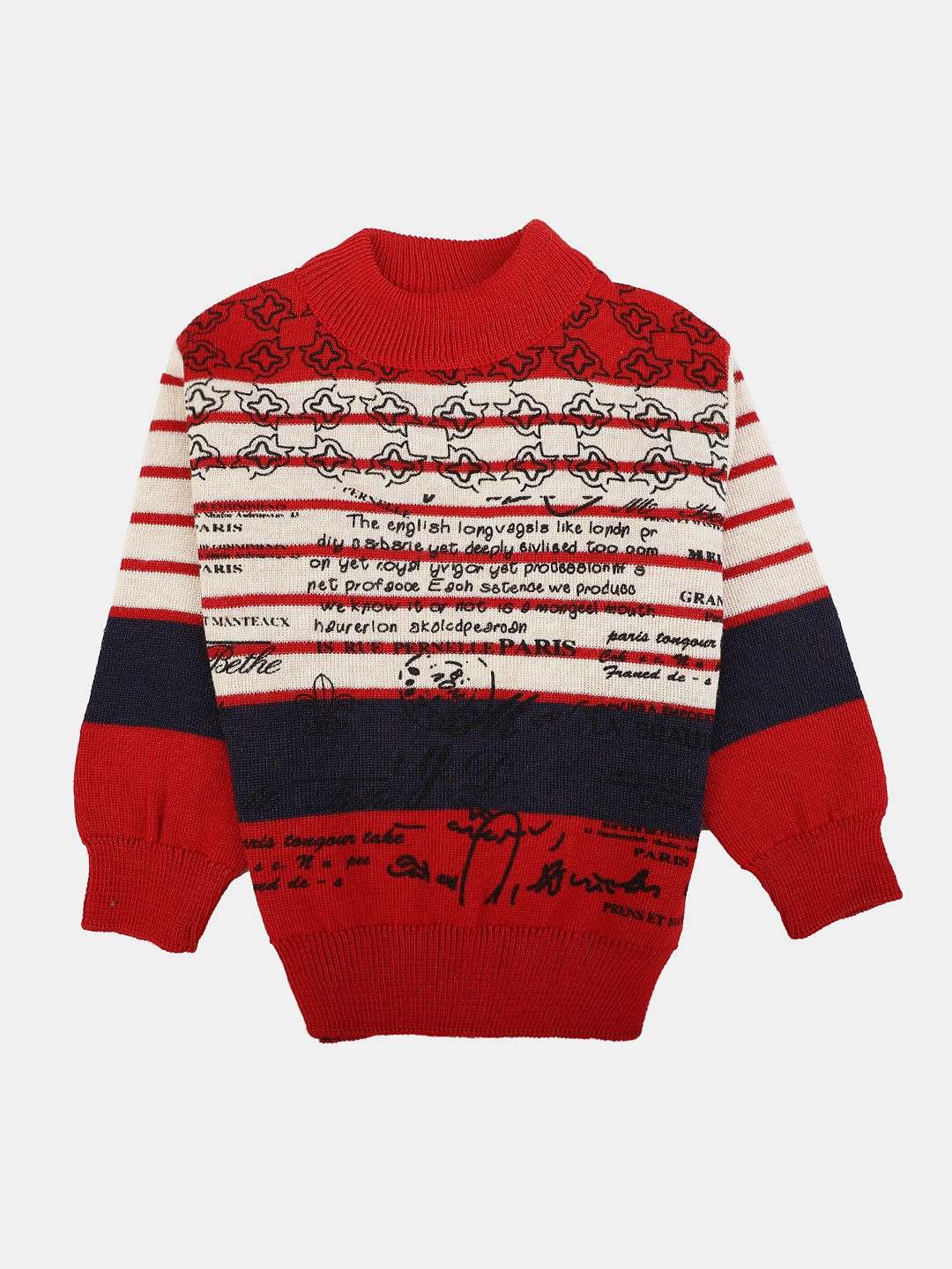 

V-Mart Boys Printed Wool Pullover Sweater, Red