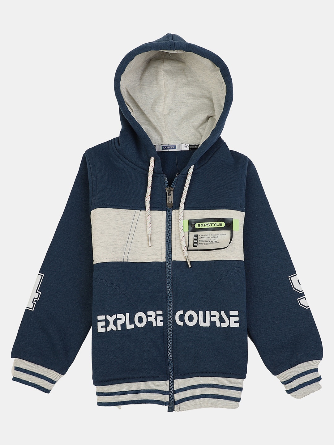 

V-Mart Boys Printed Fleece Hooded Sweatshirt, Blue