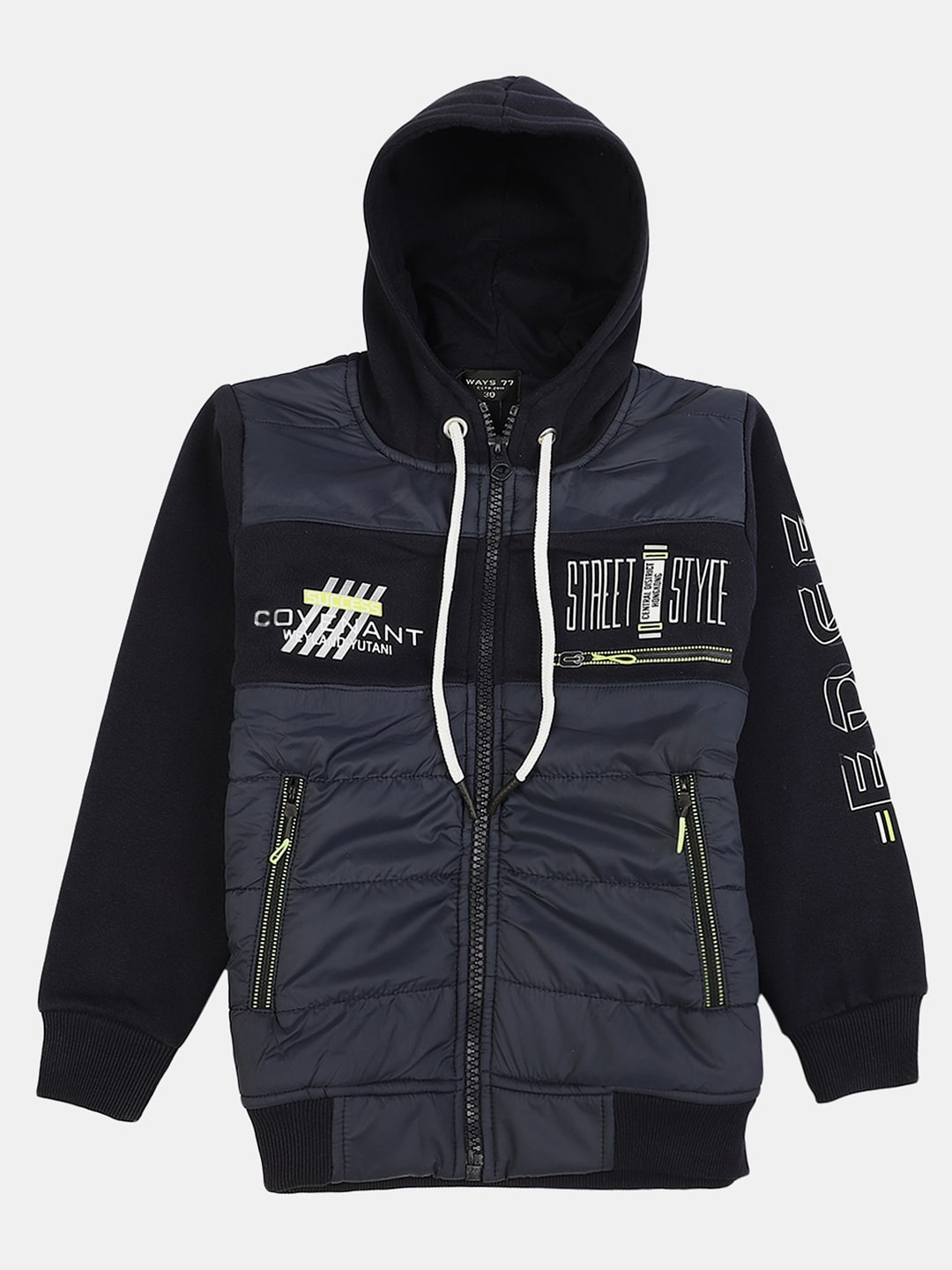 

V-Mart Boys Printed Hooded Wool Sweatshirt, Navy blue
