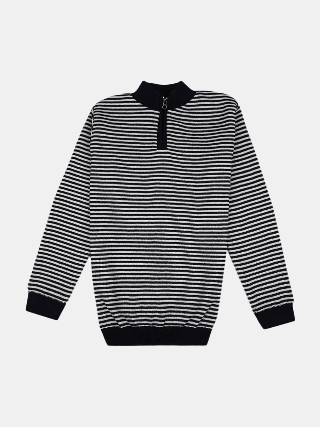 

V-Mart Boys Striped Mock Collar Wool Pullover Sweatshirt, Blue