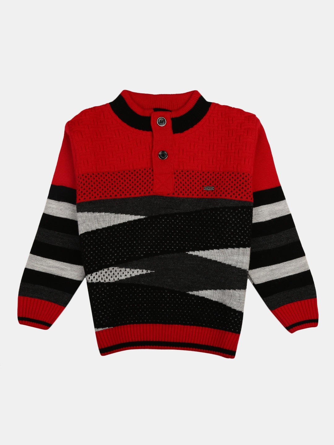

V-Mart Boys Henley Neck Pullover Wool Sweatshirt, Red