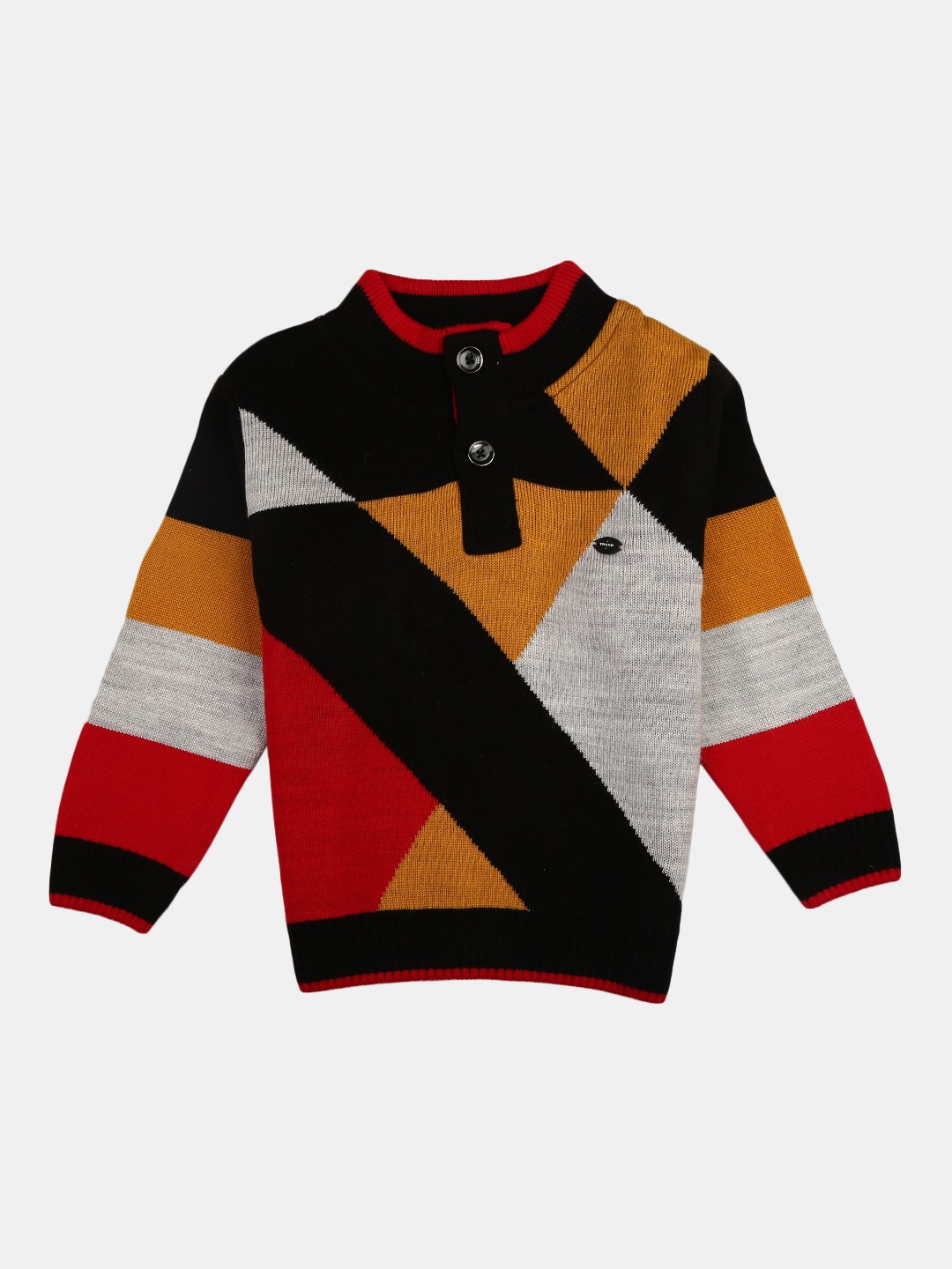 

V-Mart Boys Colourblocked Acrylic Wool Sweater, Mustard