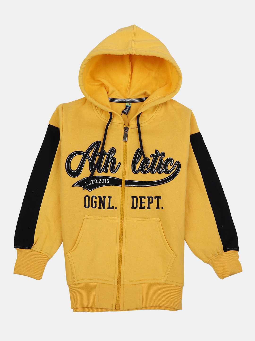 

V-Mart Boys Printed Hooded Fleece Sweatshirt, Yellow