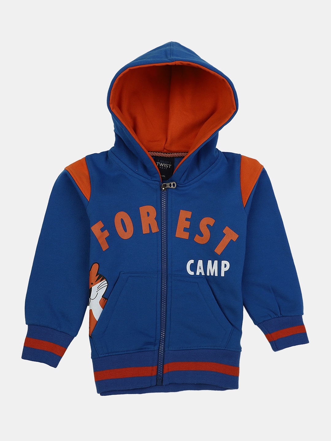 

V-Mart Boys Blue Printed Fleece Hooded Sweatshirt