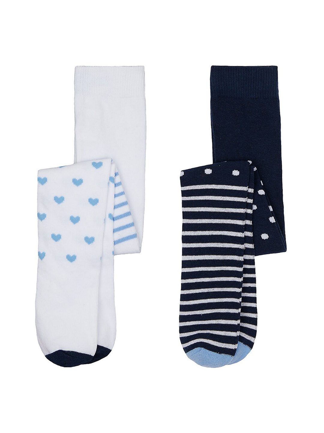 

mothercare Girls Set of 2 Self Design Stockings, White
