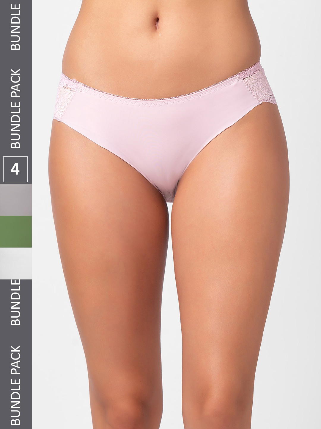 

FashionRack Women Pack Of 4 Assorted Self Design Hipster Briefs