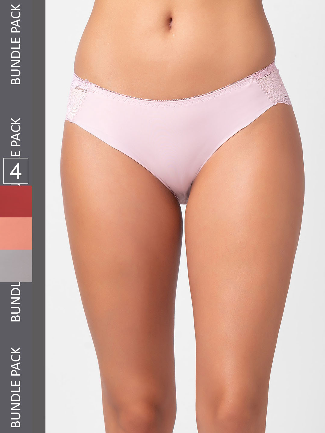 

FashionRack Women Pack Of 4 Assorted Self Design Hipster Briefs