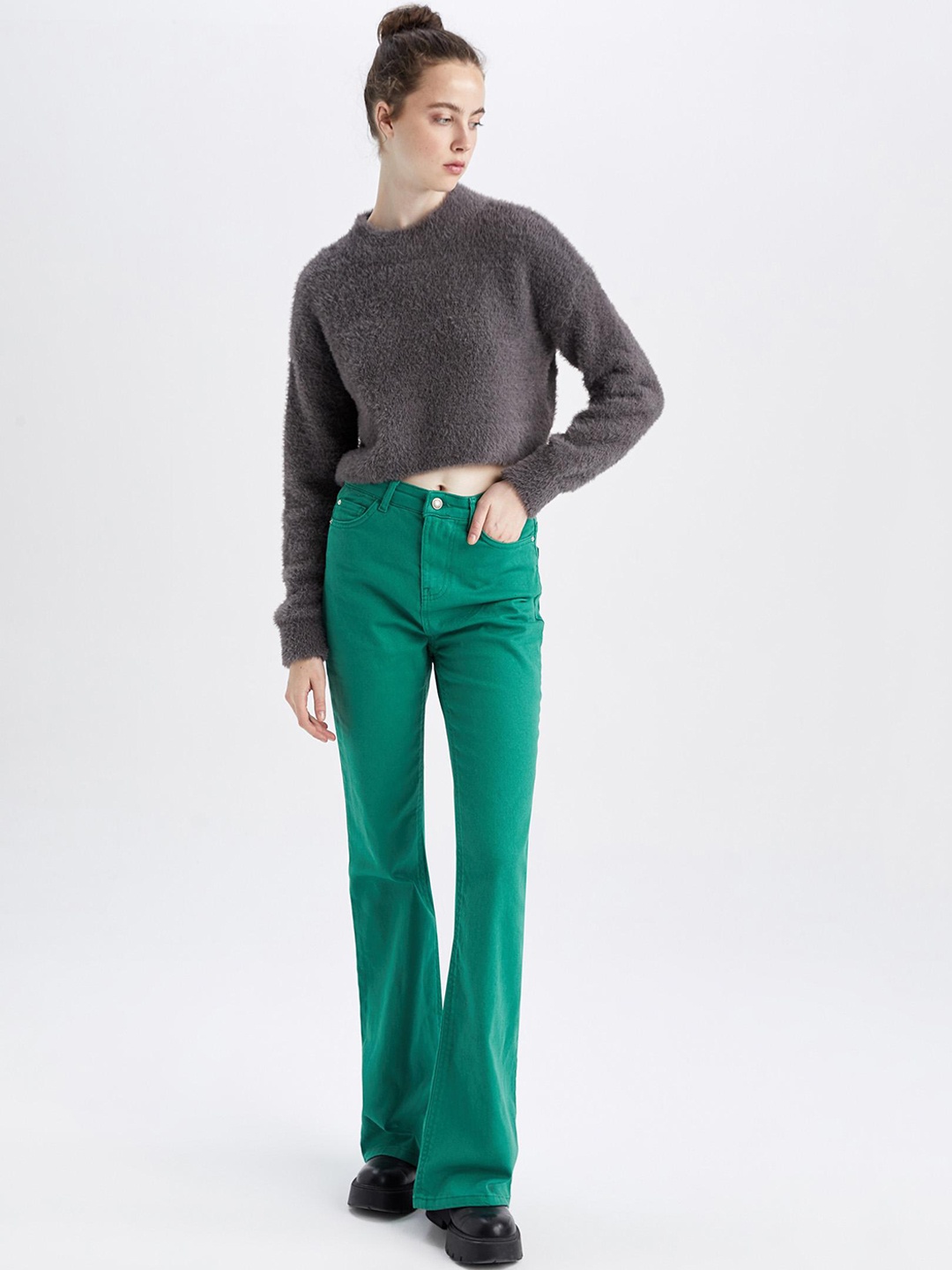 

DeFacto Women Regular Trousers, Green