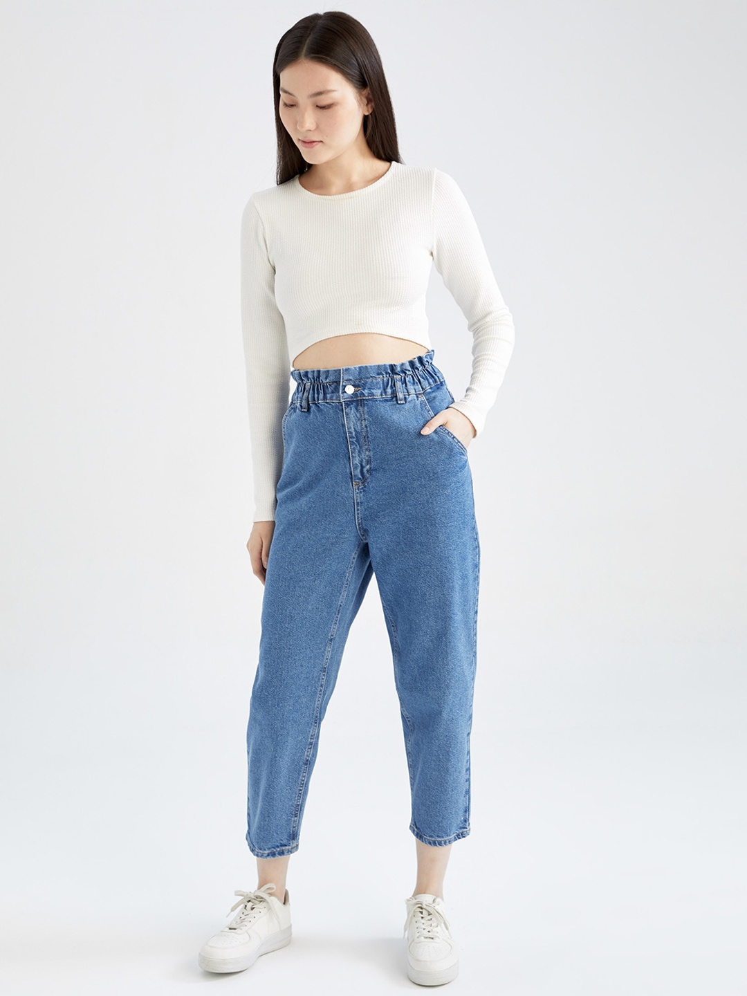 

DeFacto Women Cropped Denim Trousers, Blue