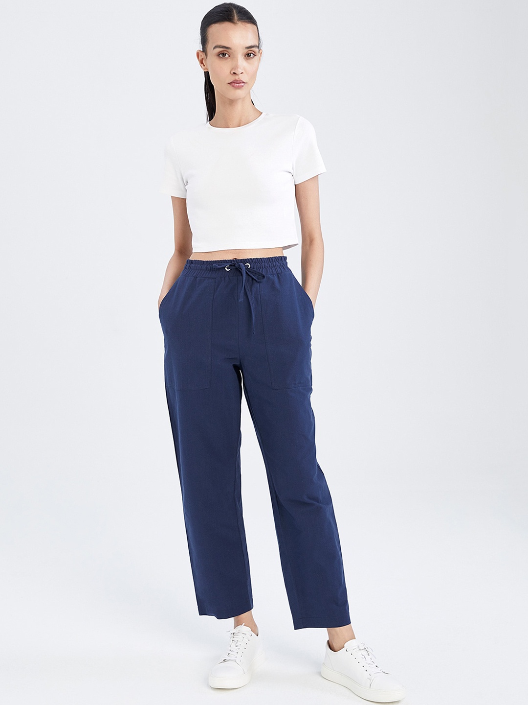 

DeFacto Women Cotton Trousers, Blue