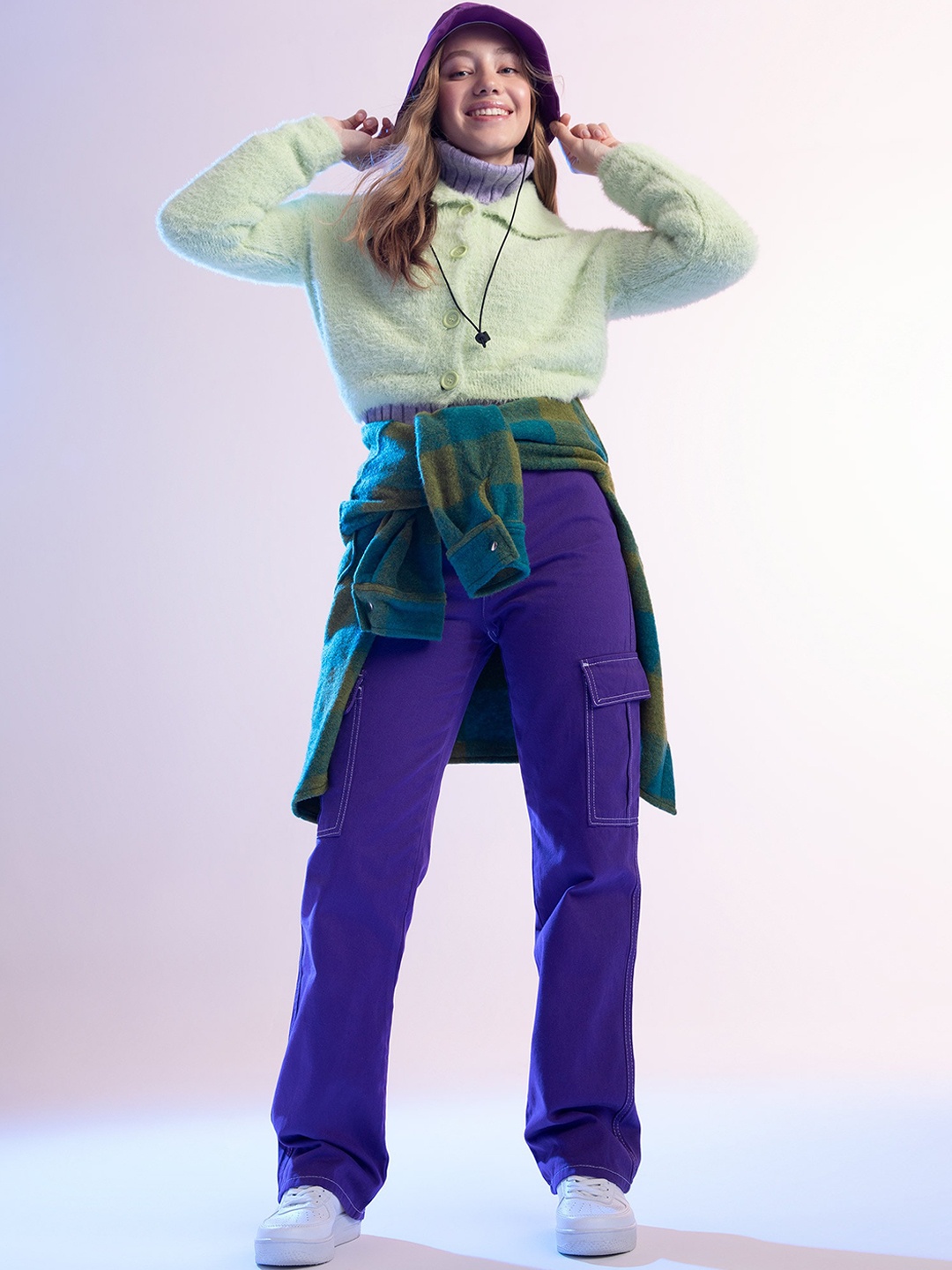 

DeFacto Women Pure Cotton Chinos Trousers, Purple