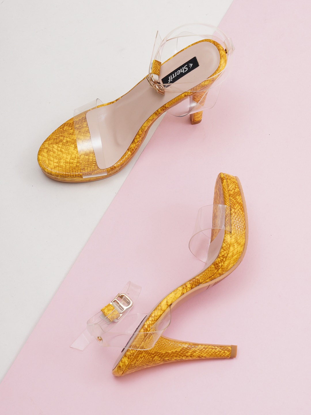 

Sherrif Shoes Printed Stiletto Heels, Yellow