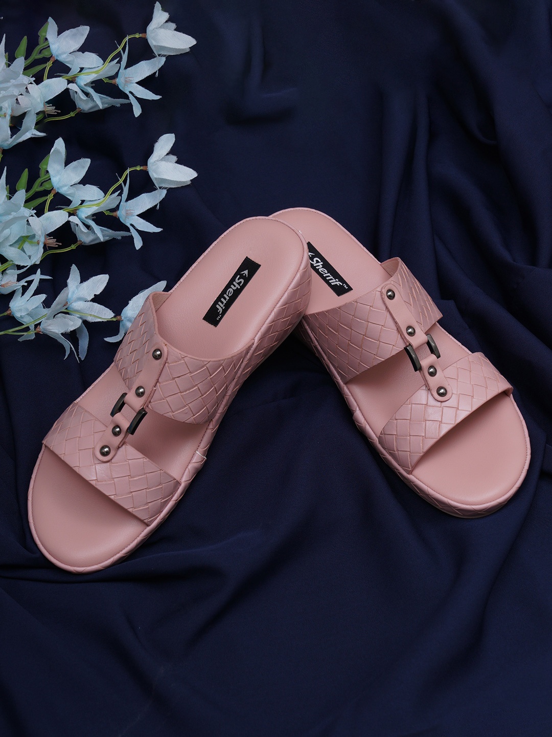 

Sherrif Shoes Textured Flatform Heels, Nude