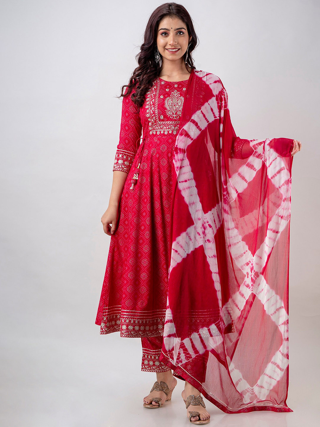 

CKM Women Ethnic Motifs Embroidered Kurta With Trousers & Dupatta, Pink