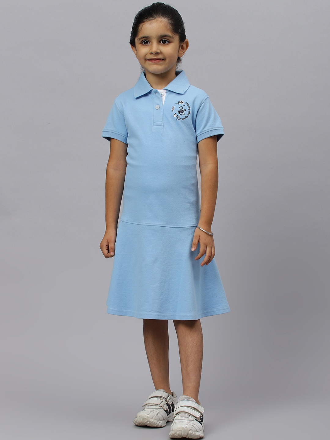 

Beverly Hills Polo Club Girls Shirt Collar A-Line Dress, Blue