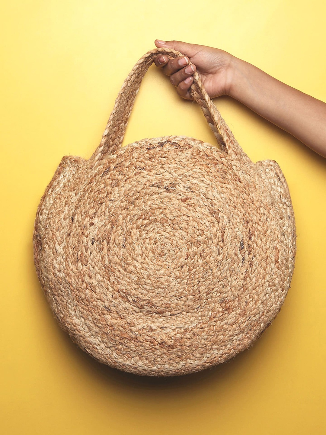 

HABERE INDIA Shopper Jute Handheld Bag, Beige
