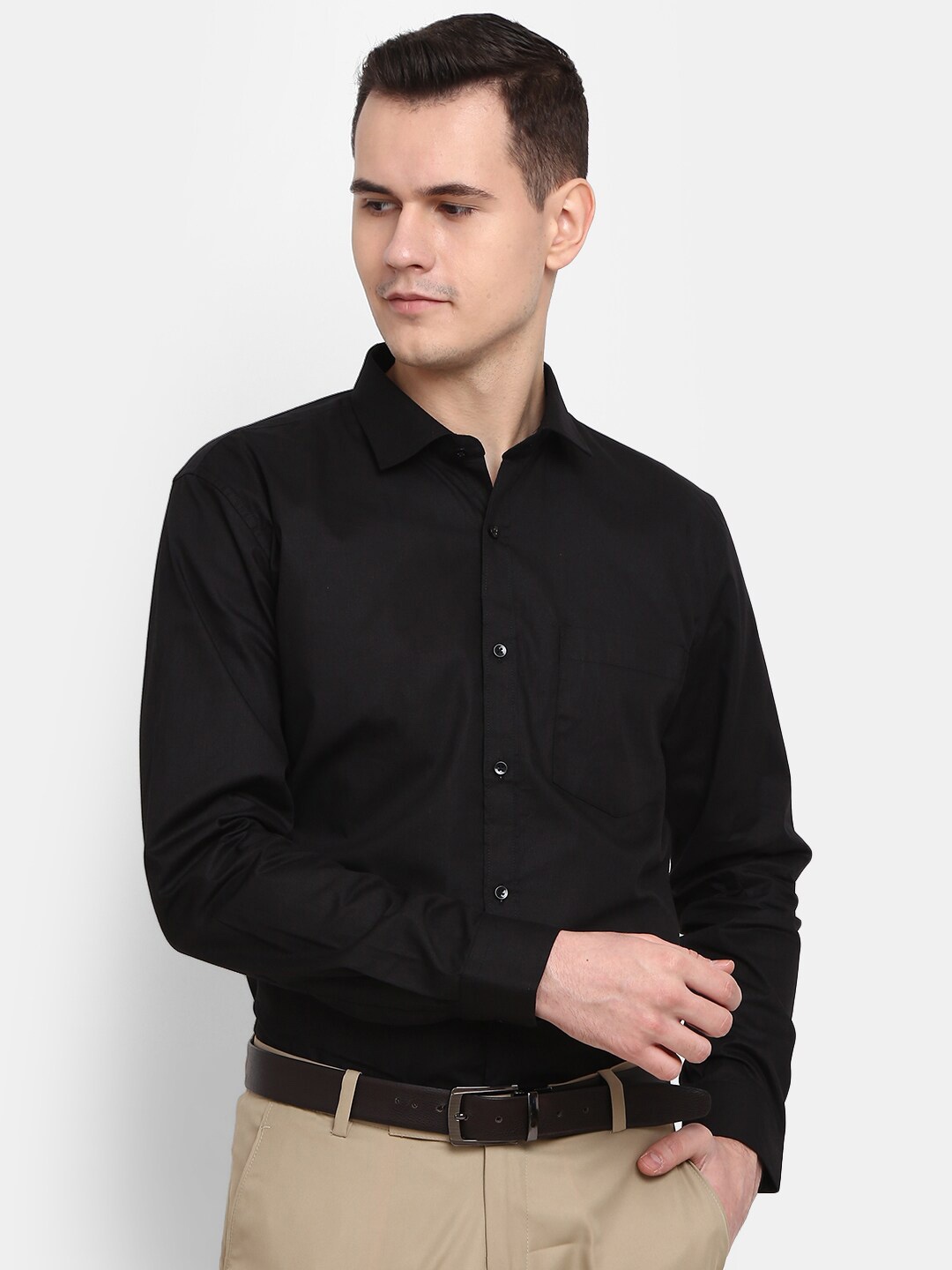 

J White by Vmart Men Classic Cotton Formal Shirt, Black