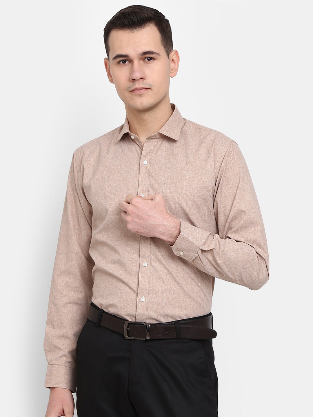 

V-Mart Men Classic Cotton Formal Shirt, Beige