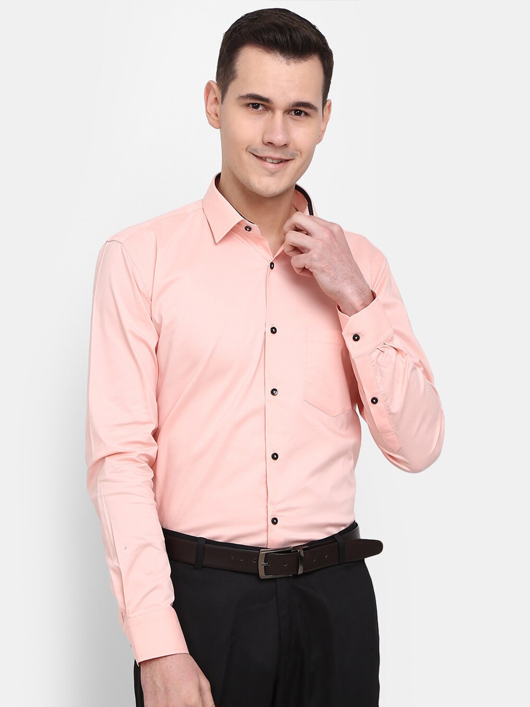 

J White by Vmart Men Spread Collar Formal Cotton Shirt, Peach