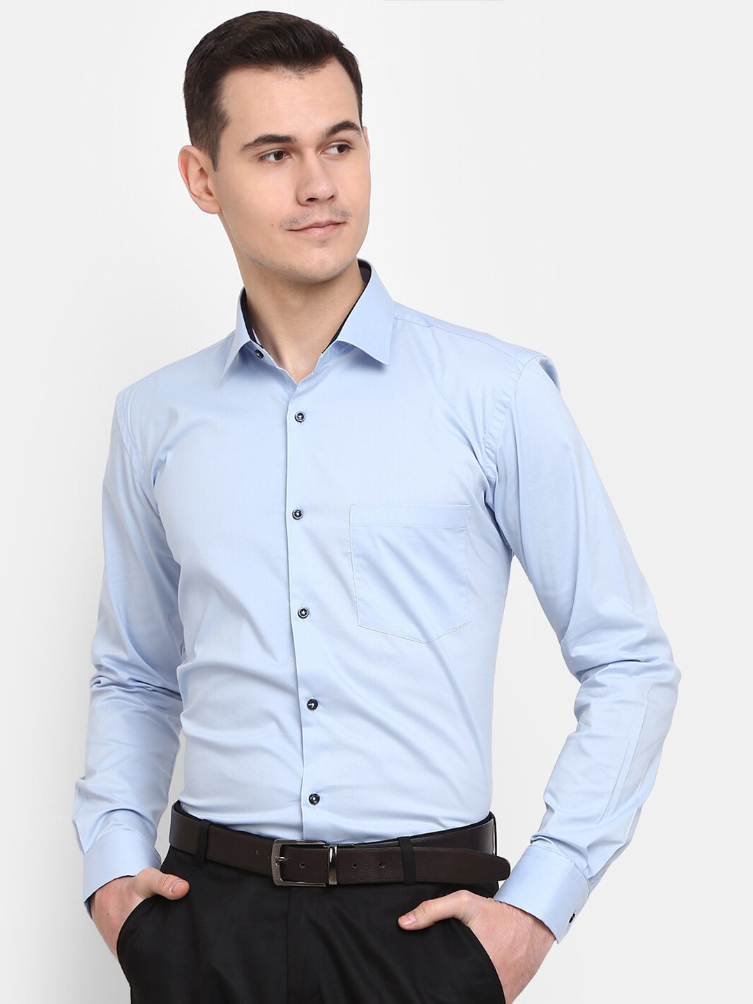 

J White by Vmart Men Spread Collar Formal Cotton Shirt, Blue