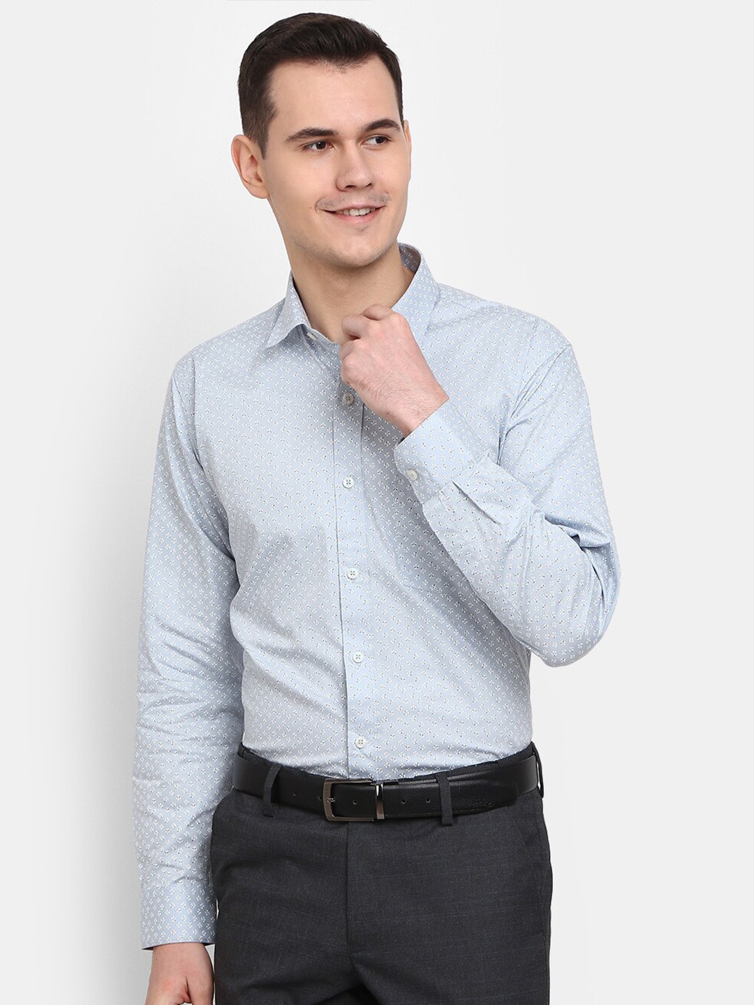 

J White by Vmart Men Classic Printed Formal Cotton Shirt, Blue