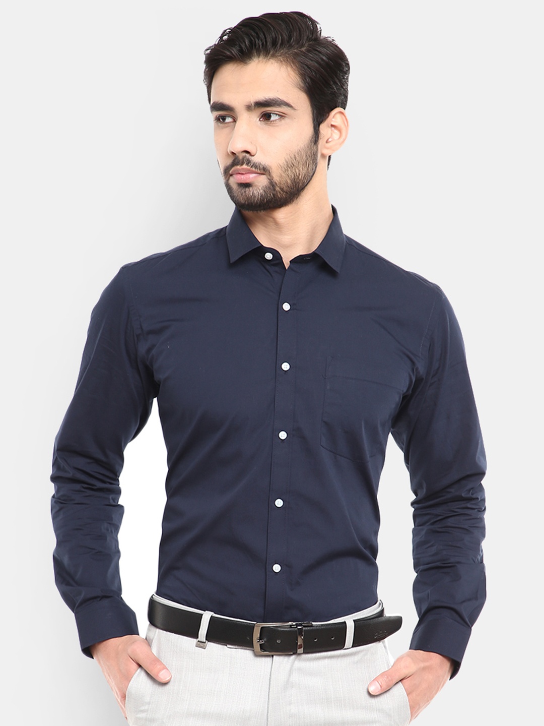 

V-Mart Men Navy Blue Classic Formal Shirt