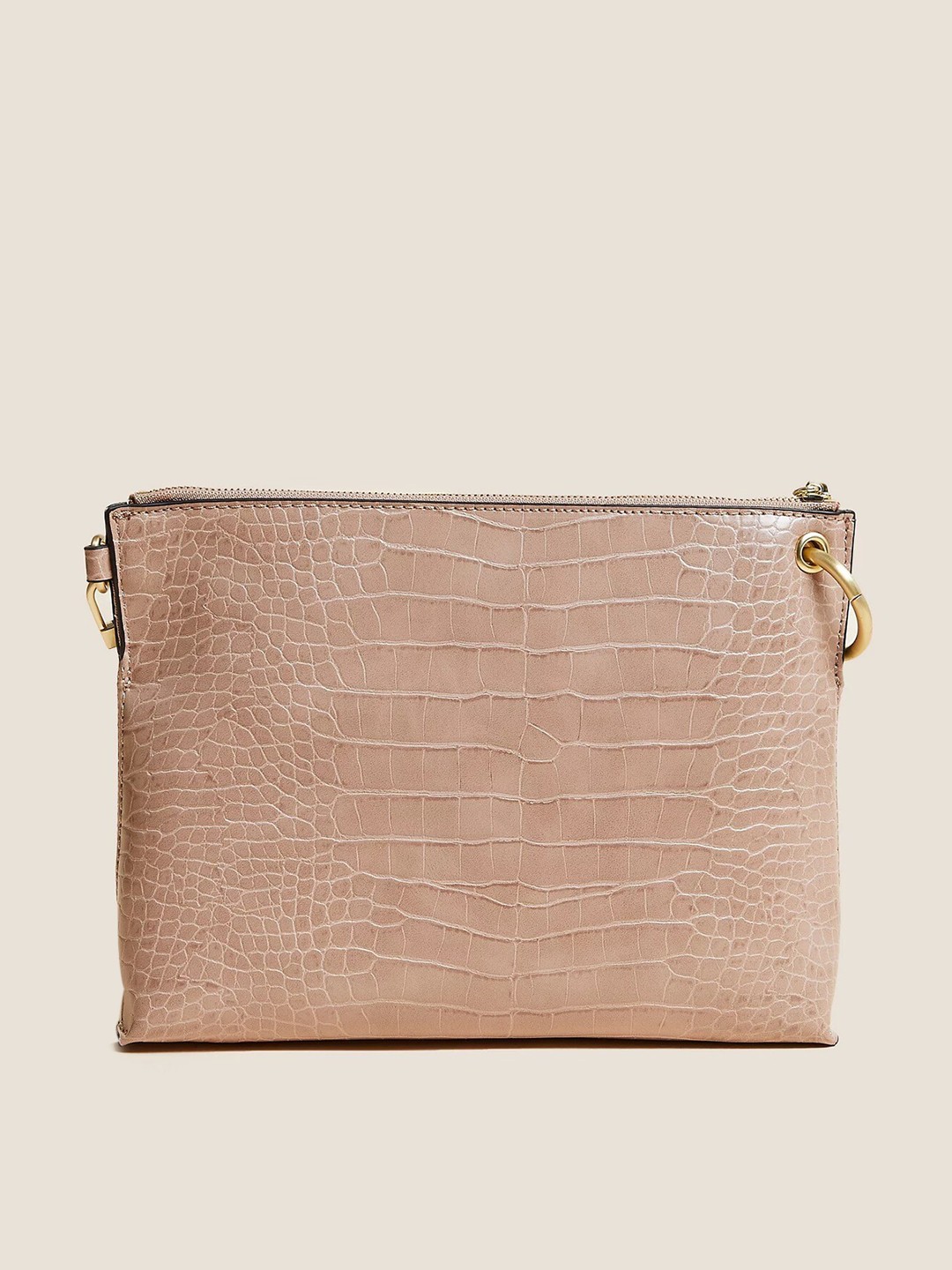

Marks & Spencer Textured PU Structured Sling Bag, Beige