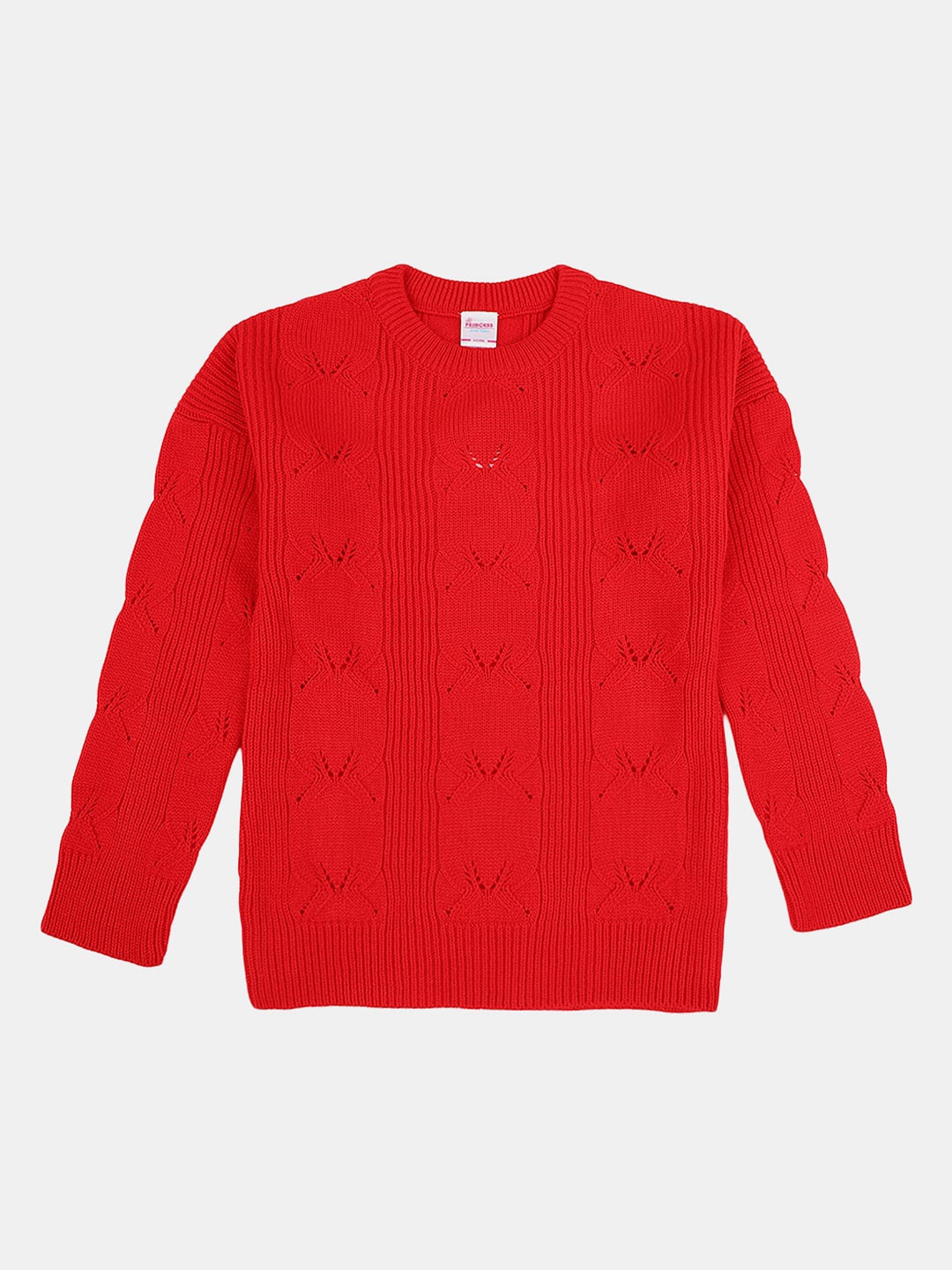 

V-Mart Girls Self Design Pullover Wool Sweatshirt, Red